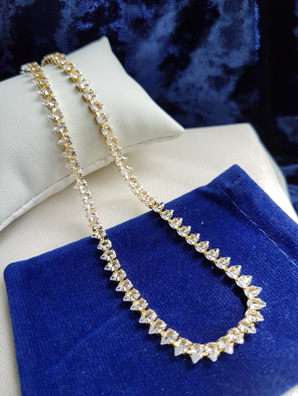 Swarovski Elements Yellow Gold Plated Teardrop Tennis Necklace NEW - Picture 13 of 16